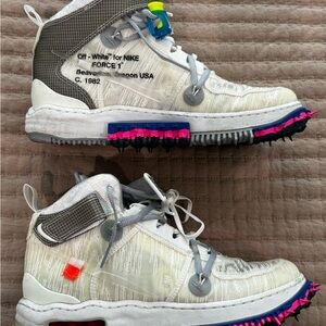 Nike off white Air Force one Sneakers - White and Gray with Pink Accents